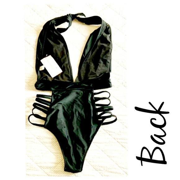 🍭💥Sexy Black Strappy One Piece Swimsuit - Picture 3 of 4